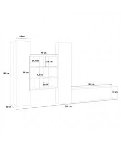 Parete Attrezzata Maruska Soggiorno Bianco Lucido 350x30x180 cm