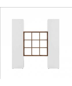 Set Soggiorno Maruska Bianco Lucido con Libreria e 2 Colonne 170x30x180 cm