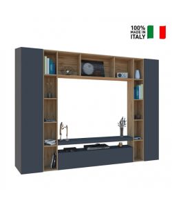 Parete Attrezzata Brooklyn Soggiorno Antracite Opaco 270x35x210 cm