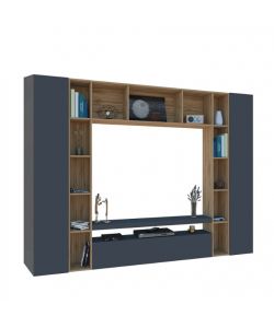 Parete Attrezzata Brooklyn Soggiorno Antracite Opaco 270x35x210 cm