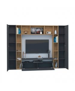 Parete Attrezzata Brooklyn Soggiorno Antracite Opaco 270x35x210 cm