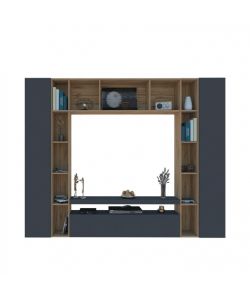 Parete Attrezzata Brooklyn Soggiorno Antracite Opaco 270x35x210 cm