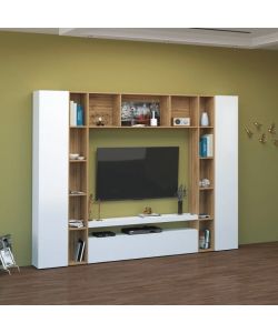 Web Furniture Parete Attrezzata Soggiorno 270x35x210 Bianco Lucido
