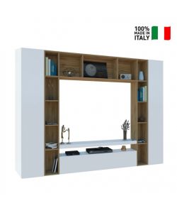 Web Furniture Parete Attrezzata Soggiorno 270x35x210 Bianco Lucido