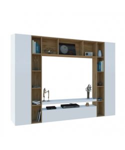 Web Furniture Parete Attrezzata Soggiorno 270x35x210 Bianco Lucido