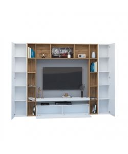 Web Furniture Parete Attrezzata Soggiorno 270x35x210 Bianco Lucido