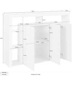 Web Furniture Credenza Essential Highboard 3 Ante 150 Antracite Opaco - 150x40x100 cm