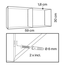 Mensola Cubo Yasmine Frassino Bianco