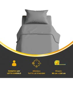 Batik Set Lenzuola Letto Singolo Cotone 100% Grigio Elegante e Morbido