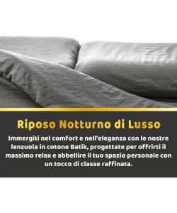 Batik Set Lenzuola Letto Singolo Cotone 100% Grigio Elegante e Morbido