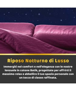 Batik Set Lenzuola Letto Singolo Cotone Rosso Borgogna 100% Comfort