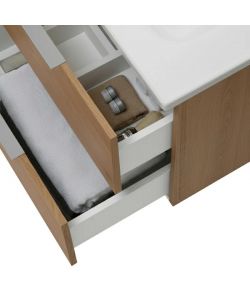 Vette Mobile bagno sospeso Rialto 80 cm rovere con lavabo e specchio