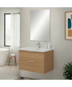 Vette Mobile bagno sospeso Rialto 80 cm rovere con lavabo e specchio