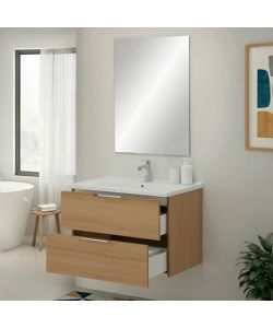 Vette Mobile bagno sospeso Rialto 80 cm rovere con lavabo e specchio