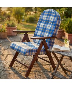 Cosma Poltrona 4 Posizioni Faggio Blu con Cuscino per Relax Soggiorno
