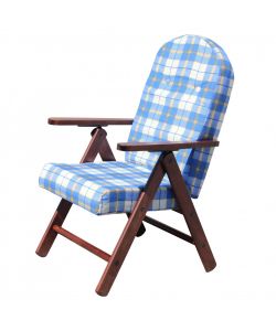 Cosma Poltrona 4 Posizioni Faggio Blu con Cuscino per Relax Soggiorno