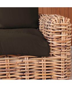 Cosma Salotto Polinesia 5 Posti In Legno e Rattan Marrone con Cuscini