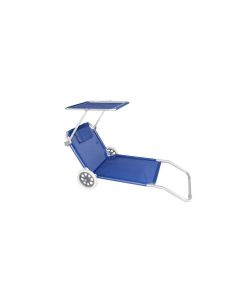 Spiaggina Carrello con Ruote e Tettuccio - Azzurro - 145x52 cm