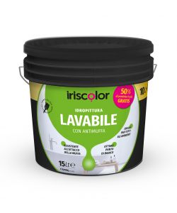 Iriscolor Idropittura Lavabile Antimuffa 15 Litri Bianco - Facile Applicazione