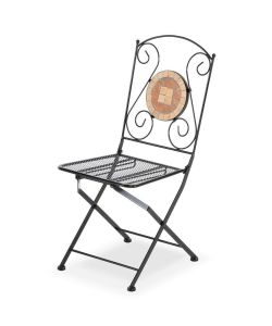 2pz Sedia pieghevole richiudibile in ferro e mosaico per esterno ZEUS 06412/B Black