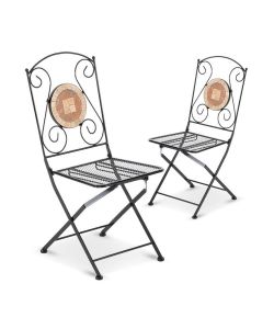 2pz Sedia pieghevole richiudibile in ferro e mosaico per esterno ZEUS 06412/B Black
