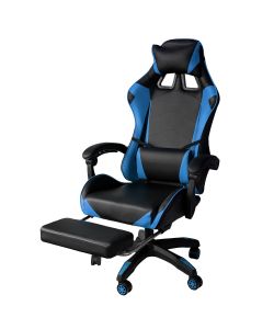 Poltrona Sedia Gaming girevole reclinabile da ufficio con poggiapiedi  Blu