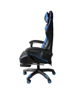 Poltrona Sedia Gaming girevole reclinabile da ufficio con poggiapiedi  Blu