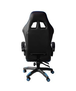 Poltrona Sedia Gaming girevole reclinabile da ufficio con poggiapiedi  Blu