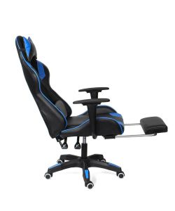 Poltrona Sedia Gaming girevole reclinabile da ufficio con poggiapiedi  Blu