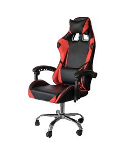 Poltrona Sedia Gaming girevole reclinabile da ufficio con supporto lombare e poggiatesta Rossa
