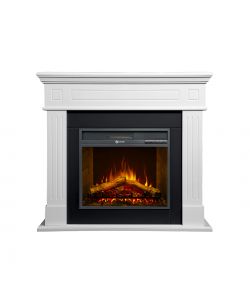 Camino elettrico caminetto da terra CAMBRIDGE in legno Bianco L110 x P25 x H95