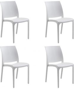 Sedia set 4 pz in resina impilabile made in Italy design per interno esterno SOFIA Bianca