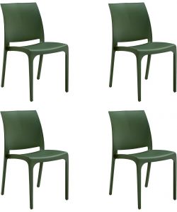 Sedia set 4 pz in resina impilabile made in Italy design per interno esterno SOFIA Verde Salvia