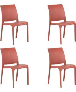 Sedia set 4 pz in resina impilabile made in Italy design per interno esterno SOFIA Rossa