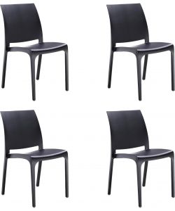 Sedia set 4 pz in resina impilabile made in Italy design per interno esterno SOFIA Nera