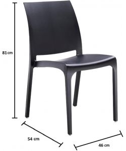 Sedia set 4 pz in resina impilabile made in Italy design per interno esterno SOFIA Nera
