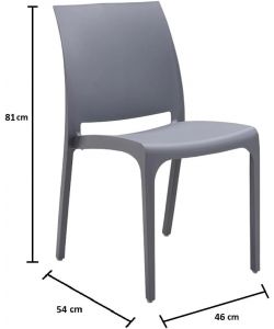 Sedia set 4 pz in resina impilabile made in Italy design per interno esterno SOFIA Grigio chiaro