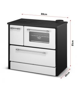 Divina Fire Cucina a Legna Beatrice - Bianca - 87x51x79cm - 9 kW