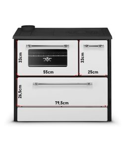 Divina Fire Cucina a Legna Beatrice - Bianca - 87x51x79cm - 9 kW