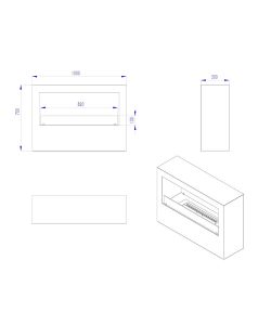 Camino a bioetanolo biocamino per interno esterno Giotto S Nero 100x30x70