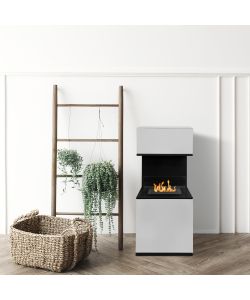 Divina Fire Camino a Bioetanolo Oslo - Acciaio Inox - Bianco - 3,2 kW