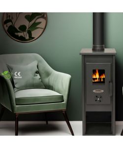 Divina Fire Stufa a Legna Irina - Acciaio - 6,1 kW - 33x33x85 cm