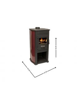 Stufa a Legna Katerina in Ghisa Bordeaux 8,45 kW - 47x40x94 cm