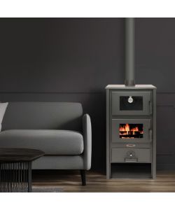 Divina Fire Stufa a Legna Anya con Forno - Nera - 12,2 kW