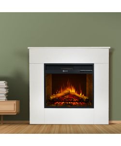Divina Fire Camino Elettrico Michelangelo in Legno Bianco 1800W H90cm