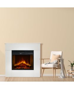 Divina Fire Camino Elettrico Michelangelo in Legno Bianco 1800W H90cm