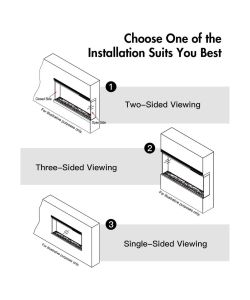 Divina Fire Camino Elettrico Inserto Boston 3 Lati 1500W - 102x20x44cm