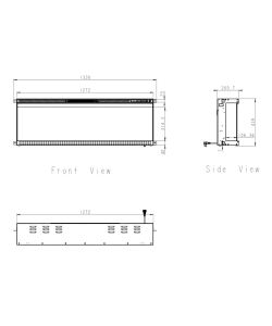 Divina Fire Camino Elettrico Inserto Boston 3 Lati 1500W - 127x20x44cm