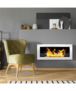 Divina Fire Camino Bioetanolo Livorno Bianco da Parete 90x12x40 cm