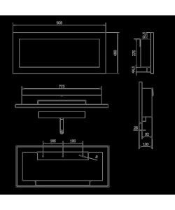 Divina Fire Camino Bioetanolo Livorno Bianco da Parete 90x12x40 cm